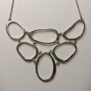 Abstract Y2K chunky organic statement silver-tone necklace